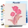 Image de Figured'Art Mini Peinture par Numéro Adulte 20x20cm avec cadre 3 Tulipes roses - Petit Format Kit de Loisir Créatif DIY Numéro d'Art Complet