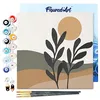Image de Figured'Art Mini Peinture par Numéro Adulte 20x20cm avec cadre Paysage et Plante - Petit Format Kit de Loisir Créatif DIY Numéro d'Art Complet