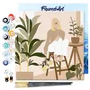 Image de Figured'Art Mini Peinture par Numéro Adulte 20x20cm avec cadre Femme et Bouquet - Petit Format Kit de Loisir Créatif DIY Numéro d'Art Complet