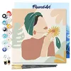Image de Figured'Art Mini Peinture par Numéro Adulte 20x20cm avec cadre Femme au Turban vert - Petit Format Kit de Loisir Créatif DIY Numéro d'Art Complet