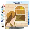 Image de Figured'Art Mini Peinture par Numéro Adulte 20x20cm avec cadre Femme au Foulard - Petit Format Kit de Loisir Créatif DIY Numéro d'Art Complet