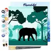 Image de Figured'Art Mini Peinture par Numéro Adulte 20x20cm avec cadre Éléphant dans la forêt verte - Petit Format Kit de Loisir Créatif DIY Numéro d'Art Complet