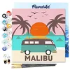 Image de Figured'Art Mini Peinture par Numéro Adulte 20x20cm avec cadre Plage Malibu - Petit Format Kit de Loisir Créatif DIY Numéro d'Art Complet