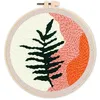 Image de Figured'Art Punch Needle Kit Complet pour Adultes et Enfants - Feuille Variation 2 - Parfait pour Débutant. Set prêt à broder taille 20x20cm avec cadre circulaire