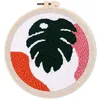 Image de Figured'Art Punch Needle Kit Complet pour Adultes et Enfants - Grande Feuille Verte - Parfait pour Débutant. Set prêt à broder taille 20x20cm avec cadre circulaire