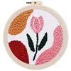 Image de Figured'Art Punch Needle Kit Complet pour Adultes et Enfants - Tulipe Prête à Éclore - Parfait pour Débutant. Set prêt à broder taille 20x20cm avec cadre circulaire