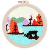 Image de Figured'Art Punch Needle Kit Complet pour Adultes et Enfants - Renne au Bord d'un Lac - Parfait pour Débutant. Set prêt à broder taille 20x20cm avec cadre circulaire