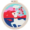 Image de Figured'Art Punch Needle Kit Complet pour Adultes et Enfants - Biche et Fleurs - Parfait pour Débutant. Set prêt à broder taille 20x20cm avec cadre circulaire