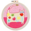 Image de Figured'Art Punch Needle Kit Complet pour Adultes et Enfants - Chat Fleuri - Parfait pour Débutant. Set prêt à broder taille 20x20cm avec cadre circulaire