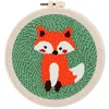 Image de Figured'Art Punch Needle Kit Complet pour Adultes et Enfants - Renard - Parfait pour Débutant. Set prêt à broder taille 20x20cm avec cadre circulaire