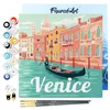 Image de Figured'Art Mini Peinture par Numéro Adulte 20x20cm avec cadre Gondoles à Venise - Petit Format Kit de Loisir Créatif DIY Numéro d'Art Complet