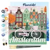Image de Figured'Art Mini Peinture par Numéro Adulte 20x20cm avec cadre Vélo à Amsterdam - Petit Format Kit de Loisir Créatif DIY Numéro d'Art Complet