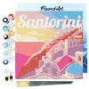 Image de Figured'Art Mini Peinture par Numéro Adulte 20x20cm avec cadre Coucher de Soleil à Santorin - Petit Format Kit de Loisir Créatif DIY Numéro d'Art Complet