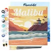 Image de Figured'Art Mini Peinture par Numéro Adulte 20x20cm avec cadre Plage de Malibu - Petit Format Kit de Loisir Créatif DIY Numéro d'Art Complet