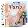 Image de Figured'Art Mini Peinture par Numéro Adulte 20x20cm avec cadre Vue de Paris - Petit Format Kit de Loisir Créatif DIY Numéro d'Art Complet