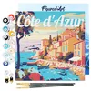 Image de Figured'Art Mini Peinture par Numéro Adulte 20x20cm avec cadre Côte d'Azur - Petit Format Kit de Loisir Créatif DIY Numéro d'Art Complet