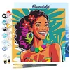 Image de Figured'Art Mini Peinture par Numéro Adulte 20x20cm avec cadre Femme des Îles Pop Art - Petit Format Kit de Loisir Créatif DIY Numéro d'Art Complet