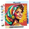 Image de Figured'Art Mini Peinture par Numéro Adulte 20x20cm avec cadre Femme Exotique Pop Art - Petit Format Kit de Loisir Créatif DIY Numéro d'Art Complet