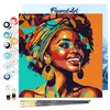 Image de Figured'Art Mini Peinture par Numéro Adulte 20x20cm avec cadre Reine Africaine Pop Art - Petit Format Kit de Loisir Créatif DIY Numéro d'Art Complet