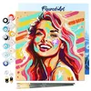 Image de Figured'Art Mini Peinture par Numéro Adulte 20x20cm avec cadre Blonde Pop Art - Petit Format Kit de Loisir Créatif DIY Numéro d'Art Complet