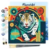 Image de Figured'Art Mini Peinture par Numéro Adulte 20x20cm avec cadre Tigre Art Déco - Petit Format Kit de Loisir Créatif DIY Numéro d'Art Complet