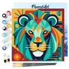 Image de Figured'Art Mini Peinture par Numéro Adulte 20x20cm avec cadre Lion Art Déco - Petit Format Kit de Loisir Créatif DIY Numéro d'Art Complet