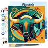 Image de Figured'Art Mini Peinture par Numéro Adulte 20x20cm avec cadre Taureau Art Déco - Petit Format Kit de Loisir Créatif DIY Numéro d'Art Complet