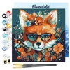 Image de Figured'Art Mini Peinture par Numéro Adulte 20x20cm avec cadre Renard Fantaisie et Fleurs - Petit Format Kit de Loisir Créatif DIY Numéro d'Art Complet
