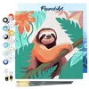 Image de Figured'Art Mini Peinture par Numéro Adulte 20x20cm avec cadre Paresseux Tropical - Petit Format Kit de Loisir Créatif DIY Numéro d'Art Complet
