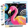 Image de Figured'Art Mini Peinture par Numéro Adulte 20x20cm avec cadre Flamant Rose Abstrait Pop Art - Petit Format Kit de Loisir Créatif DIY Numéro d'Art Complet