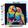 Image de Figured'Art Mini Peinture par Numéro Adulte 20x20cm avec cadre Perroquets Abstraits Pop Art - Petit Format Kit de Loisir Créatif DIY Numéro d'Art Complet