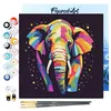 Image de Figured'Art Mini Peinture par Numéro Adulte 20x20cm avec cadre Éléphant Abstrait Pop Art - Petit Format Kit de Loisir Créatif DIY Numéro d'Art Complet