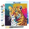 Image de Figured'Art Mini Peinture par Numéro Adulte 20x20cm avec cadre Léopard Abstrait Pop Art - Petit Format Kit de Loisir Créatif DIY Numéro d'Art Complet