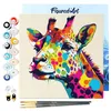 Image de Figured'Art Mini Peinture par Numéro Adulte 20x20cm avec cadre Girafe Abstraite Pop Art - Petit Format Kit de Loisir Créatif DIY Numéro d'Art Complet