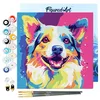 Image de Figured'Art Mini Peinture par Numéro Adulte 20x20cm avec cadre Chien Abstrait Pop Art - Petit Format Kit de Loisir Créatif DIY Numéro d'Art Complet