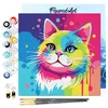 Image de Figured'Art Mini Peinture par Numéro Adulte 20x20cm avec cadre Chat Abstrait Pop Art - Petit Format Kit de Loisir Créatif DIY Numéro d'Art Complet