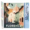 Image de Figured'Art Peinture par Numéro Adulte Affiche Vintage Florence - Activité Manuelle Kit de Loisir Créatif DIY Numéro d'Art Complet - 40x50cm sans châssis en bois