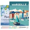 Image de Figured'Art Peinture par Numéro Adulte avec Cadre Affiche Vintage Marseille - Activité Manuelle Kit de Loisir Créatif DIY Numéro d'Art Complet - 40x50cm toile tendue sur châssis