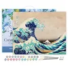 Image de Figured'Art Peinture par Numéro Adulte avec Cadre - 40x50cm Toile tendue sur Châssis - Kit Loisir Créatif Détente - Déco DIY - La grande vague de Kanagawa