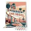 Image de Figured'Art Peinture par Numéro Adulte avec Cadre - 40x50cm Toile tendue sur Châssis - Kit Loisir Créatif Détente - Déco DIY - Vintage Las Vegas