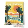 Image de Figured'Art Peinture par Numéro Adulte avec Cadre - 40x50cm Toile tendue sur Châssis - Kit Loisir Créatif Détente - Déco DIY - Vintage Californie