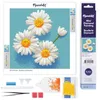 Image de Figured’Art Mini Diamond Painting Broderie Diamant 25x25cm Toile Entière Roulée avec Perles Rondes - Jolies Marguerites Blanches - Kit Complet DIY Activité Manuelle Loisirs Créatifs Adultes