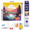 Image de Figured’Art Mini Diamond Painting Broderie Diamant 25x25cm Toile Entière Roulée avec Perles Rondes - Coucher de Soleil Coloré au Bord du Lac - Kit Complet DIY Loisirs Créatifs Adultes