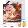 Image de Figured’Art Mini Diamond Painting Broderie Diamant 25x25cm avec Cadre Toile Tendue et Perles Rondes - Orchidées et Bougies - Kit Complet DIY Activité Manuelle Loisirs Créatifs Adultes