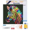 Image de Figured’Art Mini Diamond Painting Broderie Diamant 25x25cm avec Cadre Toile Tendue et Perles Rondes - Zèbre Néon - Kit Complet DIY Activité Manuelle Loisirs Créatifs Adultes