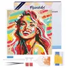 Image de Figured’Art Mini Diamond Painting Broderie Diamant 25x25cm avec Cadre Toile Tendue et Perles Rondes - Blonde Pop Art - Kit Complet DIY Activité Manuelle Loisirs Créatifs Adultes
