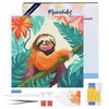 Image de Figured’Art Mini Diamond Painting Broderie Diamant 25x25cm avec Cadre Toile Tendue et Perles Rondes - Paresseux Tropical - Kit Complet DIY Activité Manuelle Loisirs Créatifs Adultes
