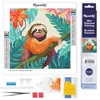 Image de Figured’Art Mini Diamond Painting Broderie Diamant 25x25cm Toile Entière Roulée avec Perles Rondes - Paresseux Tropical - Kit Complet DIY Activité Manuelle Loisirs Créatifs Adultes