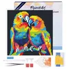 Image de Figured’Art Mini Diamond Painting Broderie Diamant 25x25cm avec Cadre Toile Tendue et Perles Rondes - Perroquets Abstraits Pop Art - Kit Complet DIY Activité Manuelle Loisirs Créatifs Adultes