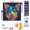 Image de Figured’Art Mini Diamond Painting Broderie Diamant 25x25cm Toile Entière Roulée avec Perles Rondes - Chien Abstrait Pop Art Néon - Kit Complet DIY Activité Manuelle Loisirs Créatifs Adultes